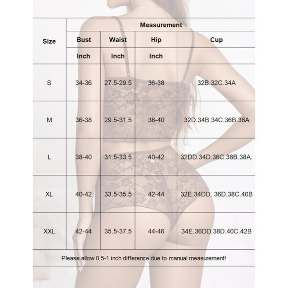 🆕Women Brown Lace Bra and Panty Set V Neck Baby doll 2 Piece Mesh Bralette Set - Picture 6 of 6